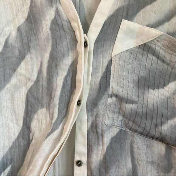 Helmut Lang 100% Silk Gray and White Sheer Mars Print Shirt - Picture 4 of 7